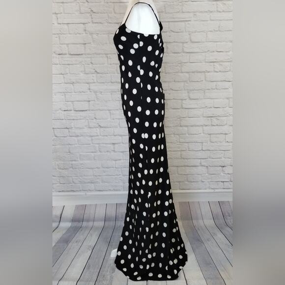 AO Michelle Mason Black White Polk Dot High Maxi Dress NWT Size 0 Asymmetrical - Picture 2 of 14